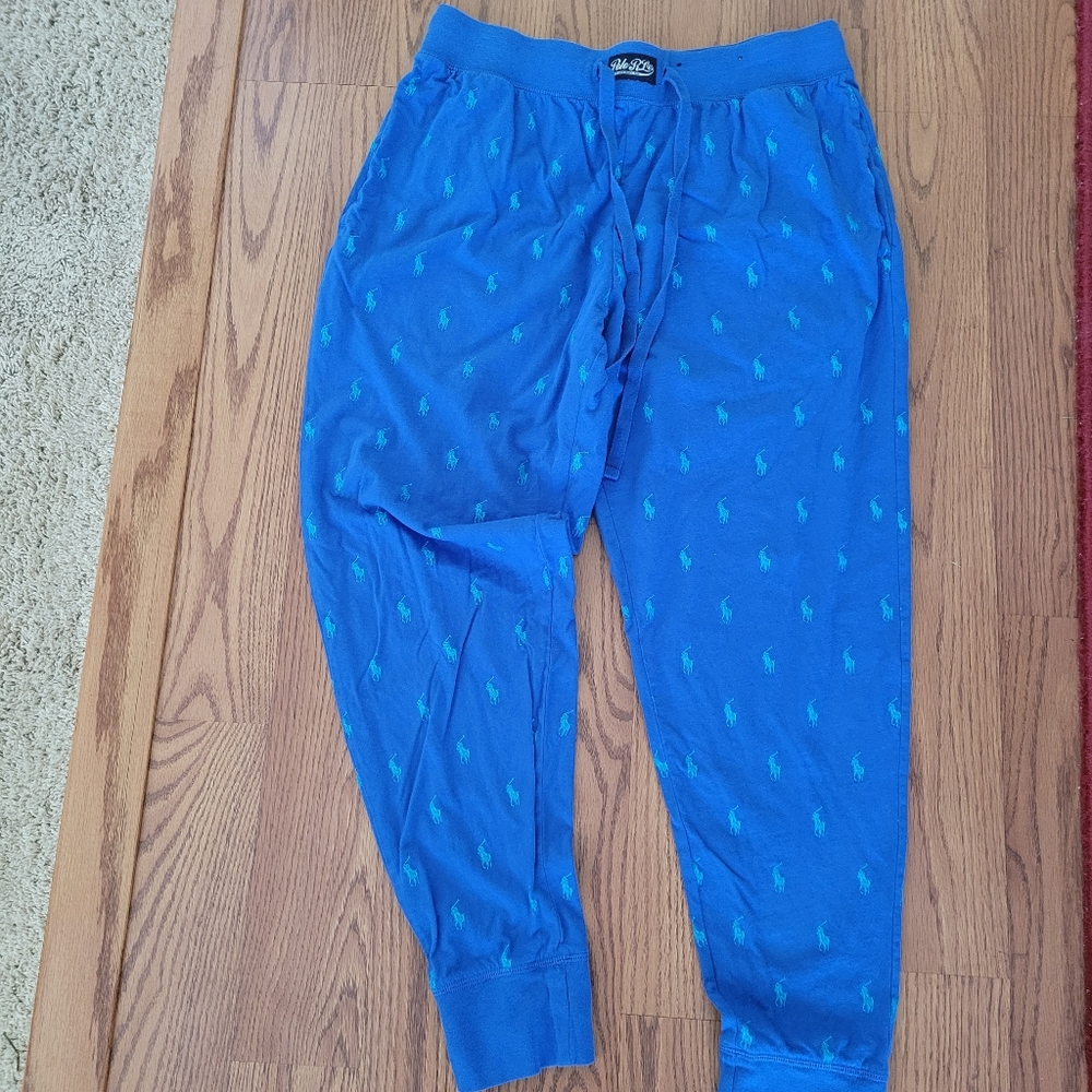 POLO RALPH LAUREN PJ Lounge Pants Size L Logo Cotton Soft Cozy Preppy Academia
